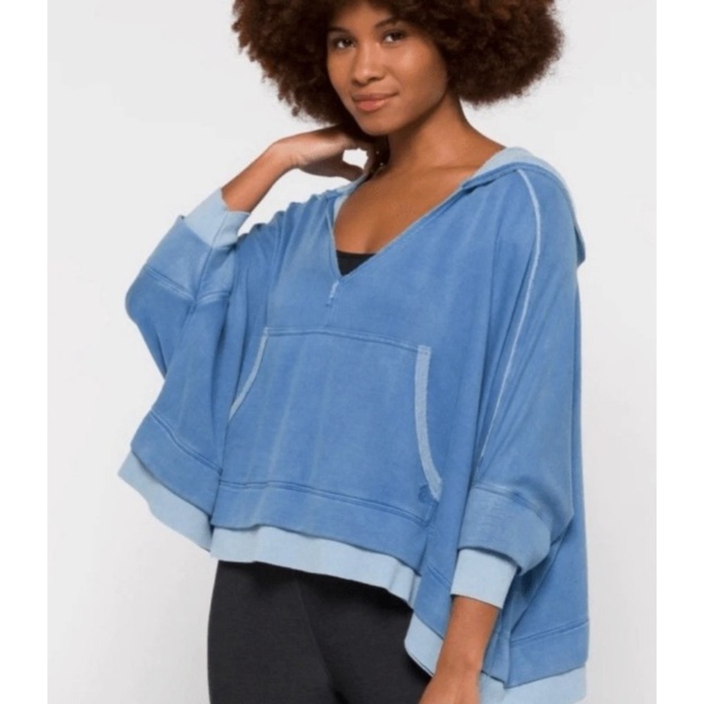 Free People Movement Bonfire Hoodie Cosmic Cobalt Womens Size XS Athleisure EUC